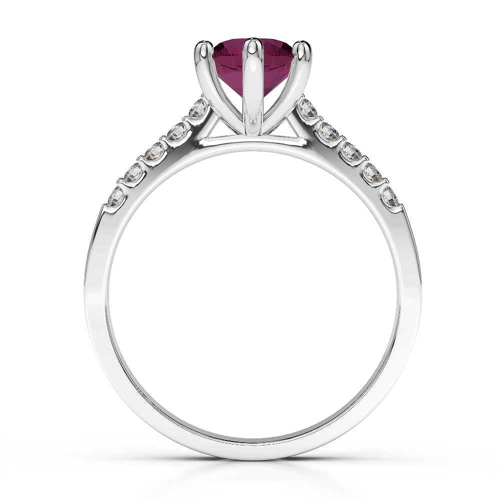Gold / Platinum Round Cut Ruby and Diamond Engagement Ring AGDR-1208