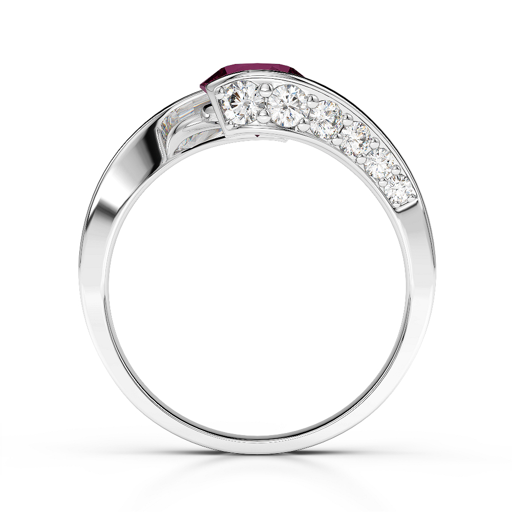 Gold / Platinum Round Cut Ruby and Diamond Engagement Ring AGDR-1209