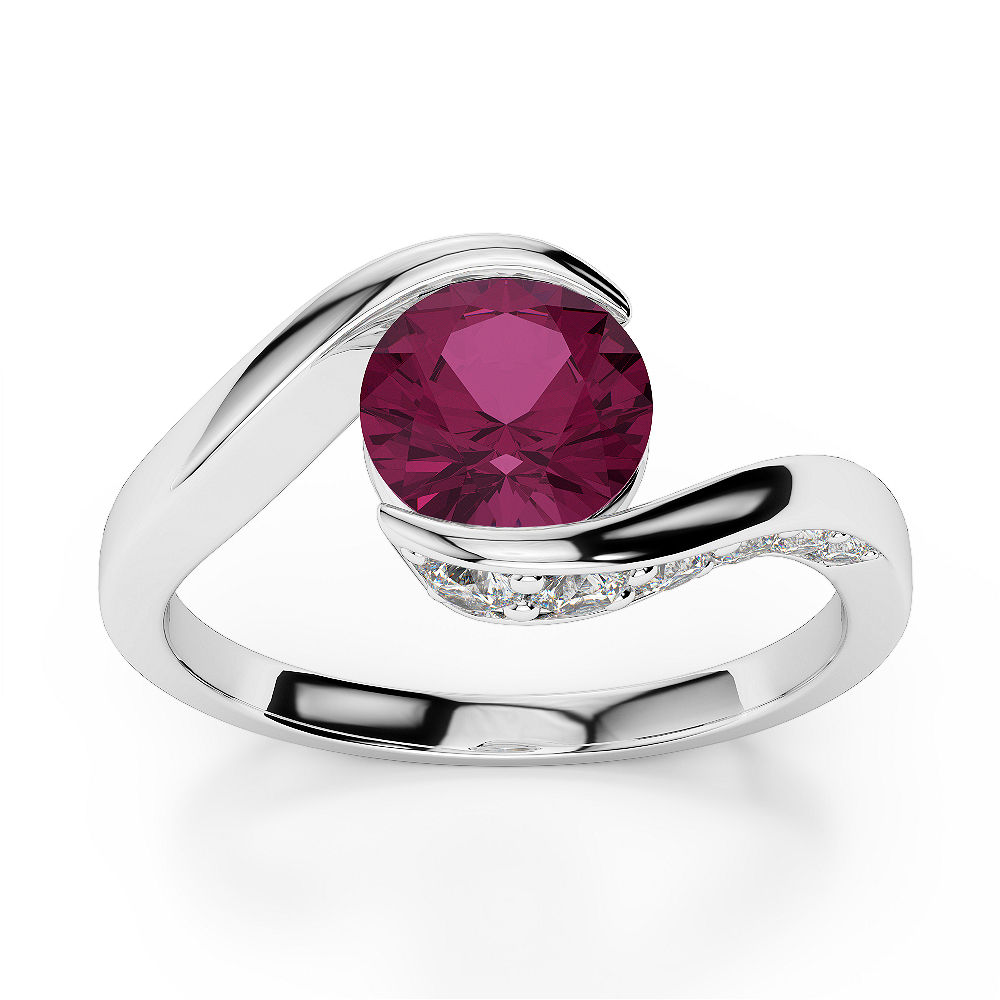 Gold / Platinum Round Cut Ruby and Diamond Engagement Ring AGDR-1209