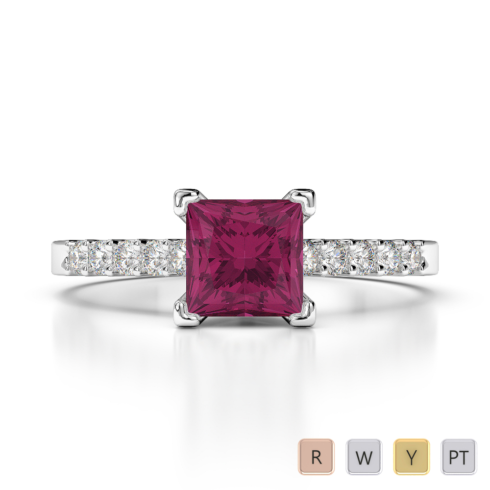Princess cut ruby engagement sales rings