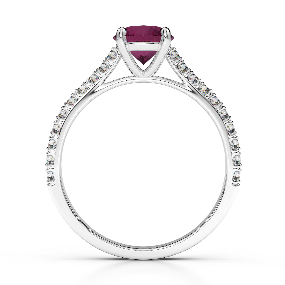 Gold / Platinum Round Cut Ruby and Diamond Engagement Ring AGDR-1213