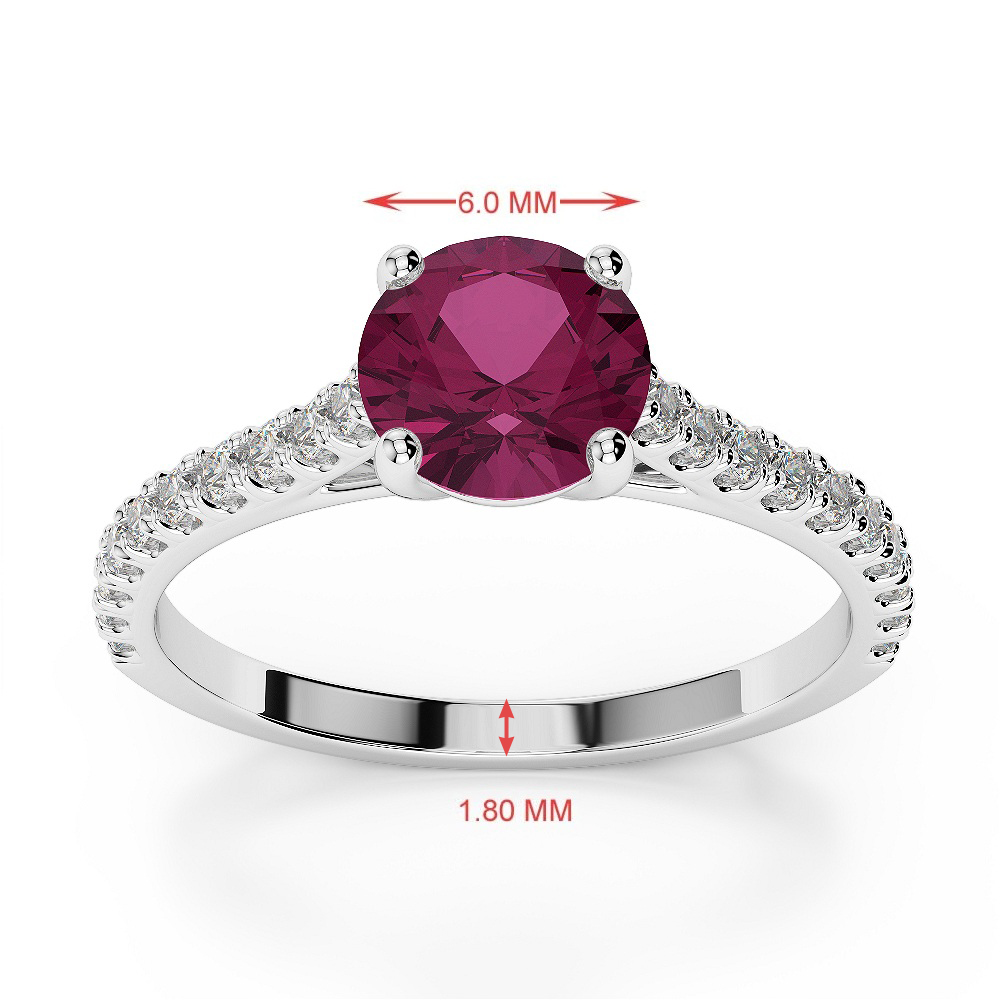 Gold / Platinum Round Cut Ruby and Diamond Engagement Ring AGDR-1213
