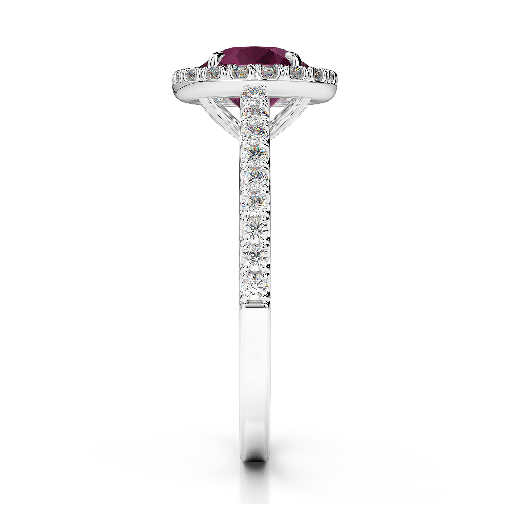 Gold / Platinum Round Cut Ruby and Diamond Engagement Ring AGDR-1215