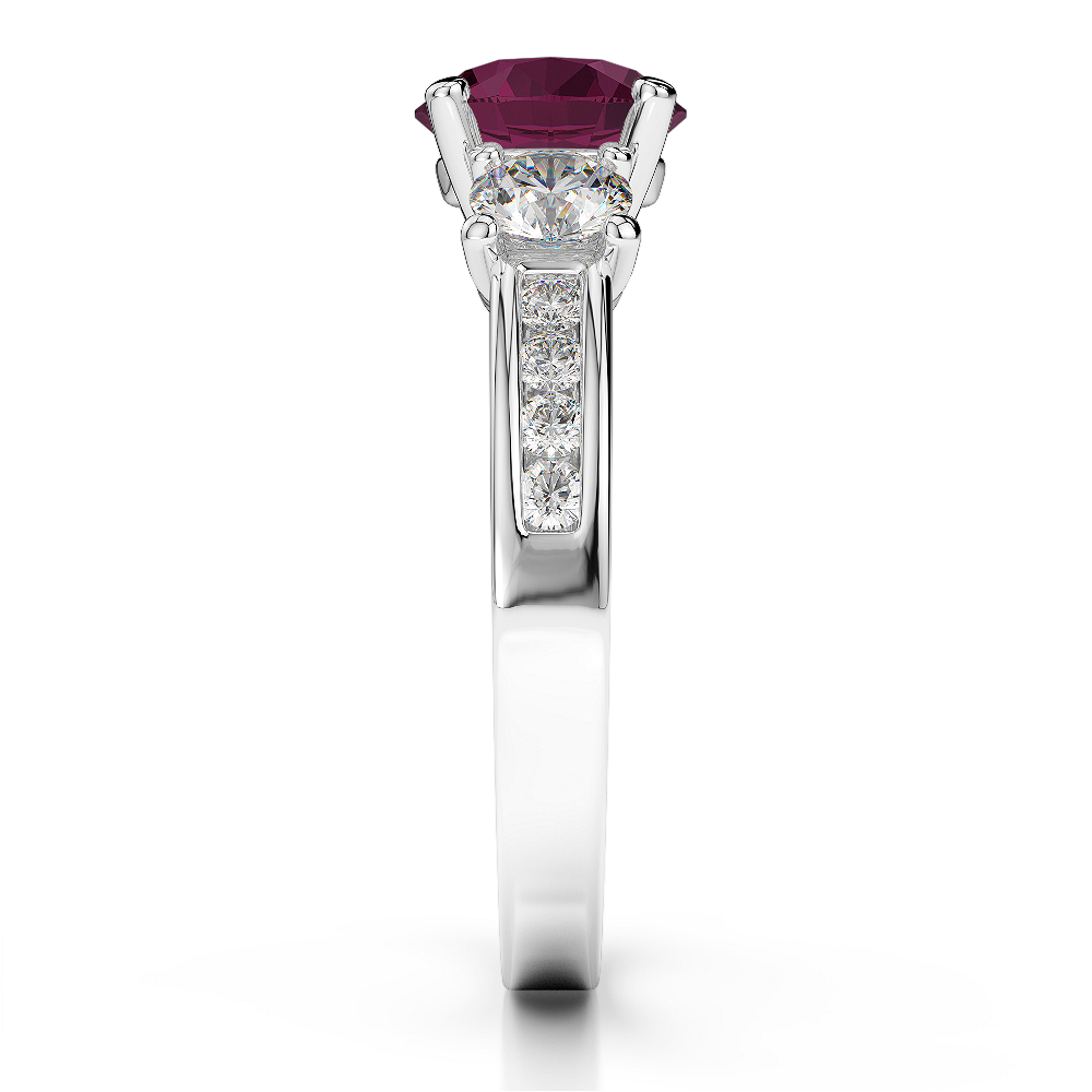 Gold / Platinum Round Cut Ruby and Diamond Engagement Ring AGDR-1218