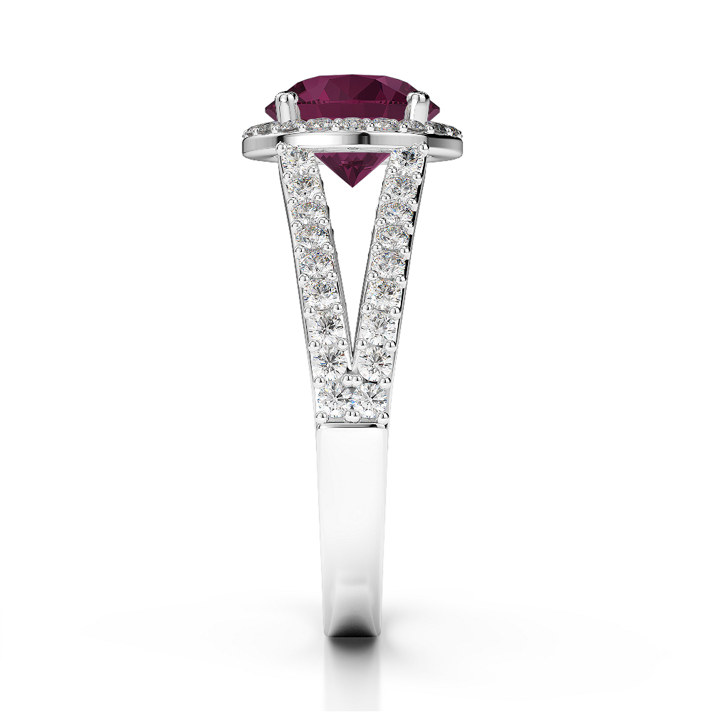 Gold / Platinum Round Cut Ruby and Diamond Engagement Ring AGDR-1220