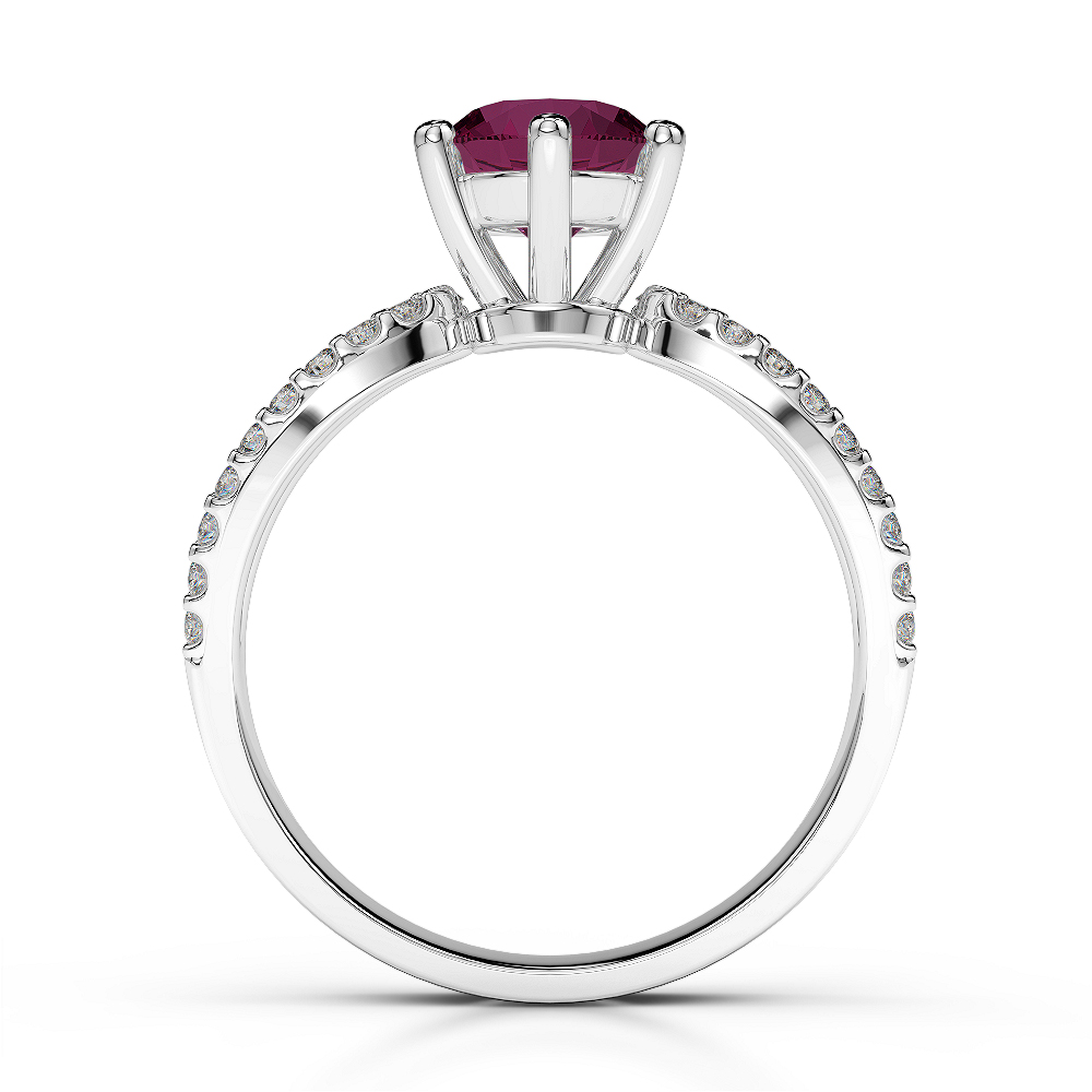 Gold / Platinum Round Cut Ruby and Diamond Engagement Ring AGDR-1223