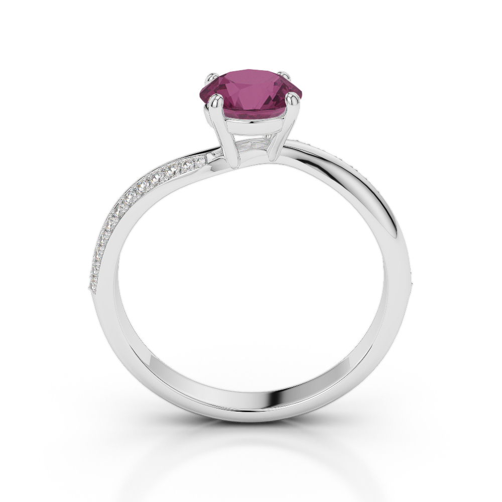 Gold / Platinum Round Cut Ruby and Diamond Engagement Ring AGDR-2018
