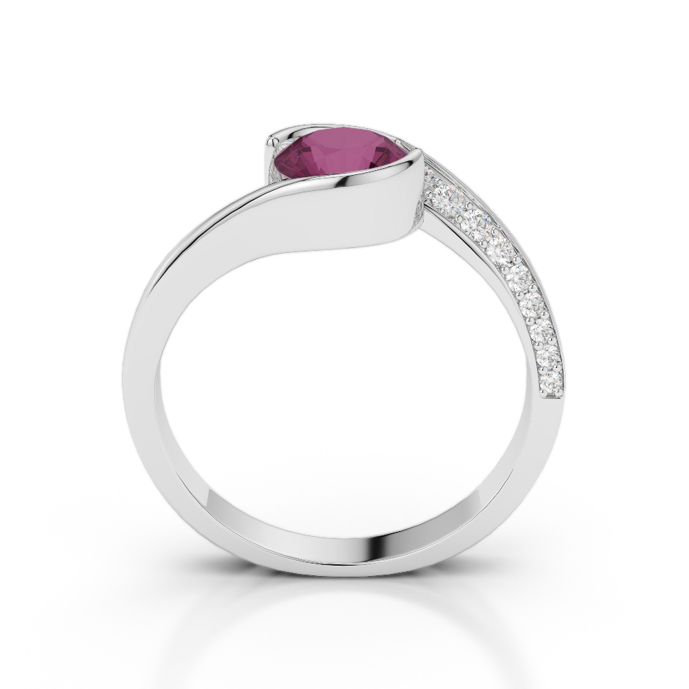 Gold / Platinum Round Cut Ruby and Diamond Engagement Ring AGDR-2020