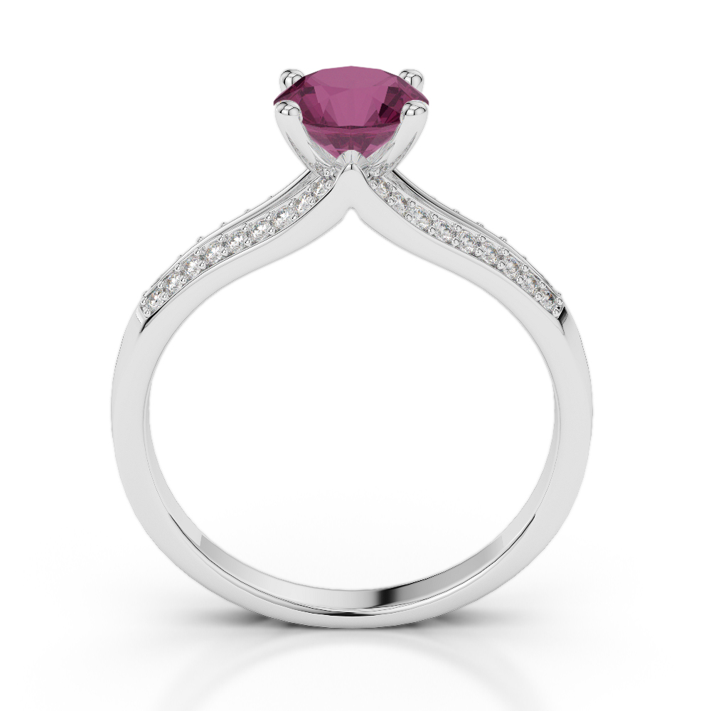 Gold / Platinum Round Cut Ruby and Diamond Engagement Ring AGDR-2038