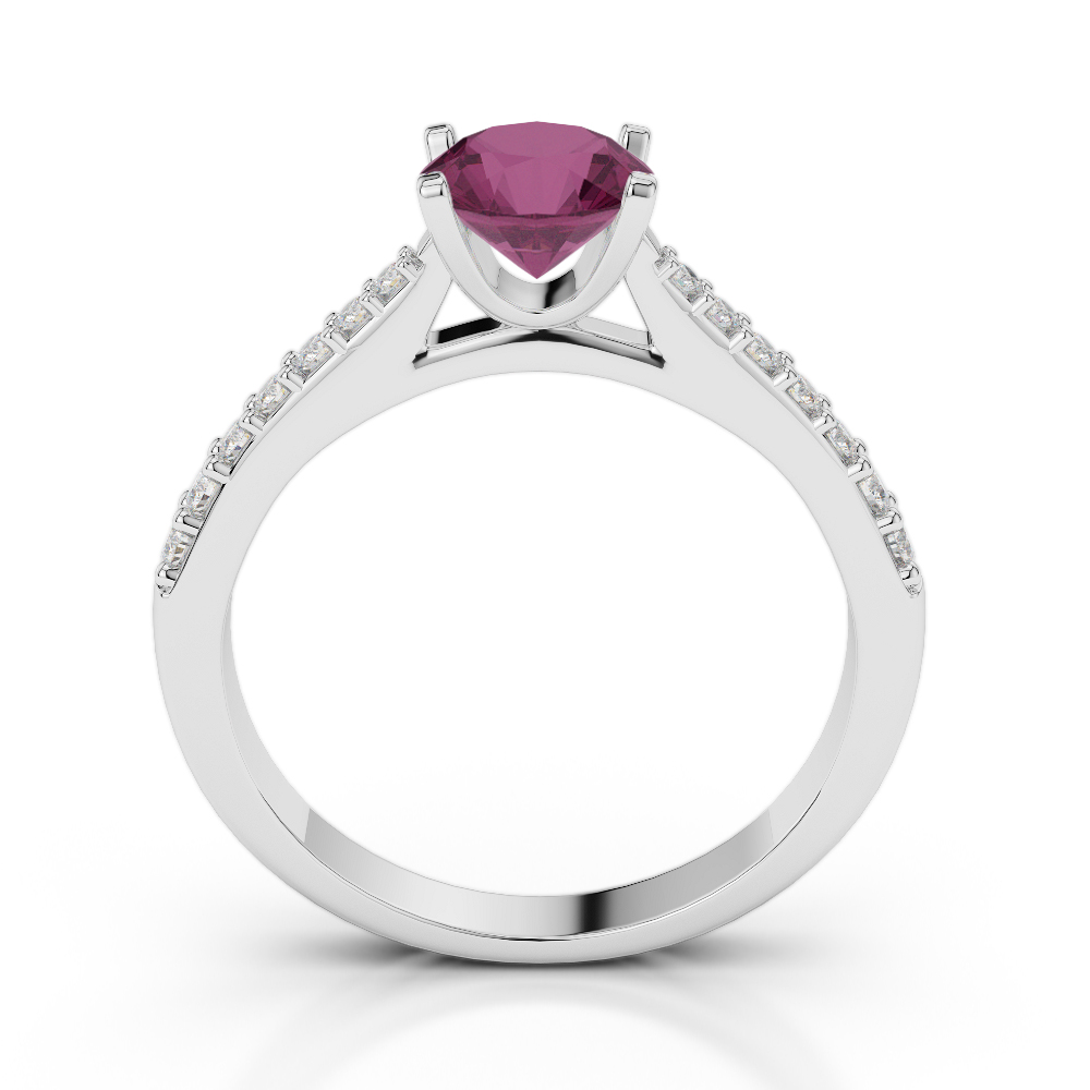 Gold / Platinum Round Cut Ruby and Diamond Engagement Ring AGDR-2040