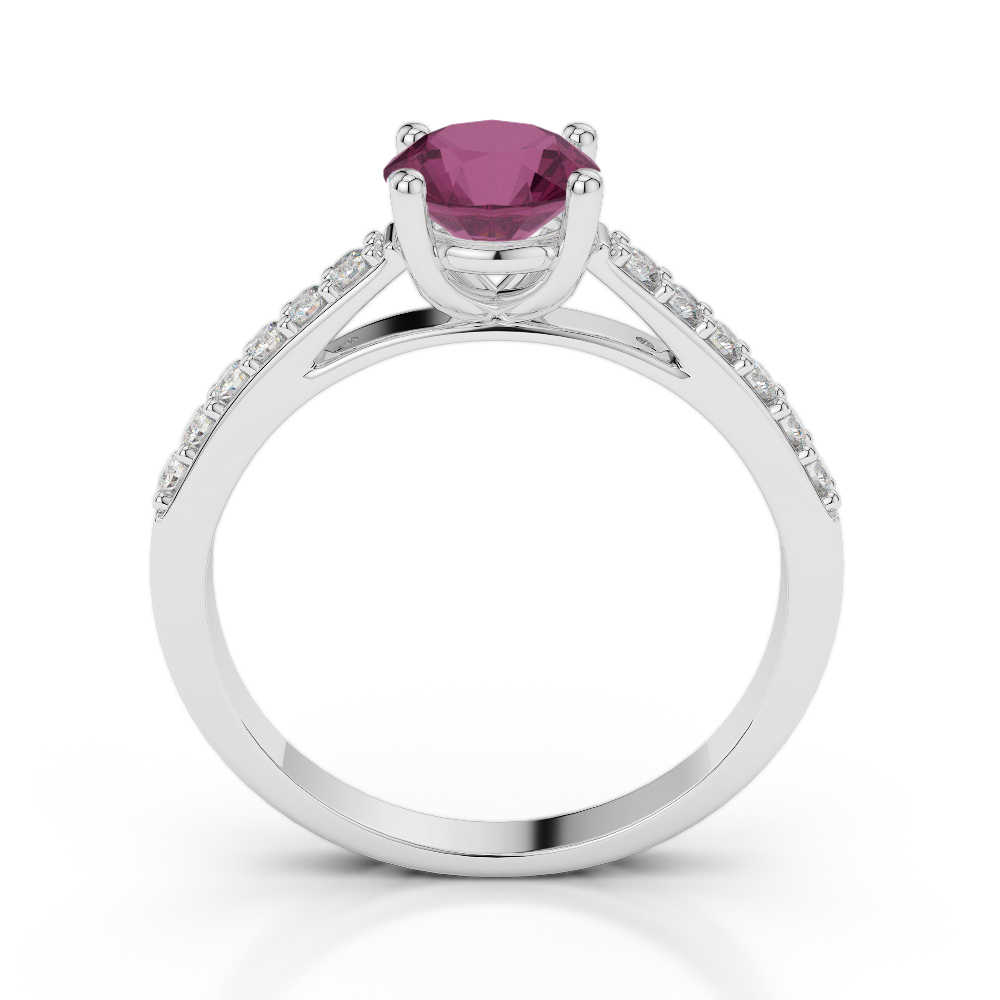 Gold / Platinum Round Cut Ruby and Diamond Engagement Ring AGDR-2042