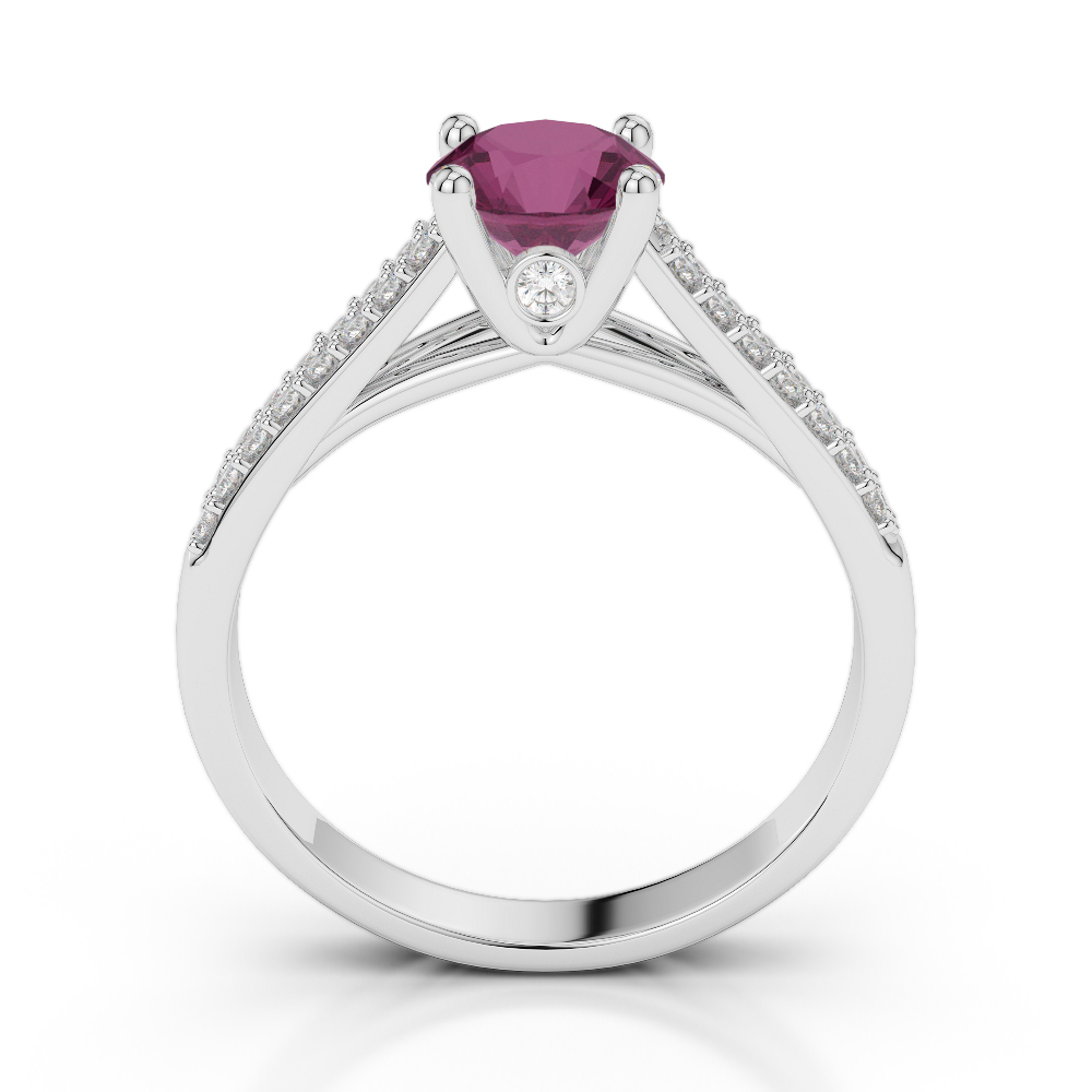 Gold / Platinum Round Cut Ruby and Diamond Engagement Ring AGDR-2046