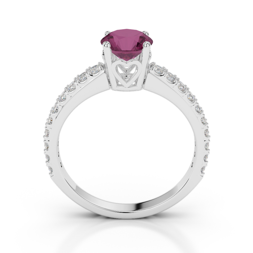 Gold / Platinum Round Cut Ruby and Diamond Engagement Ring AGDR-2056