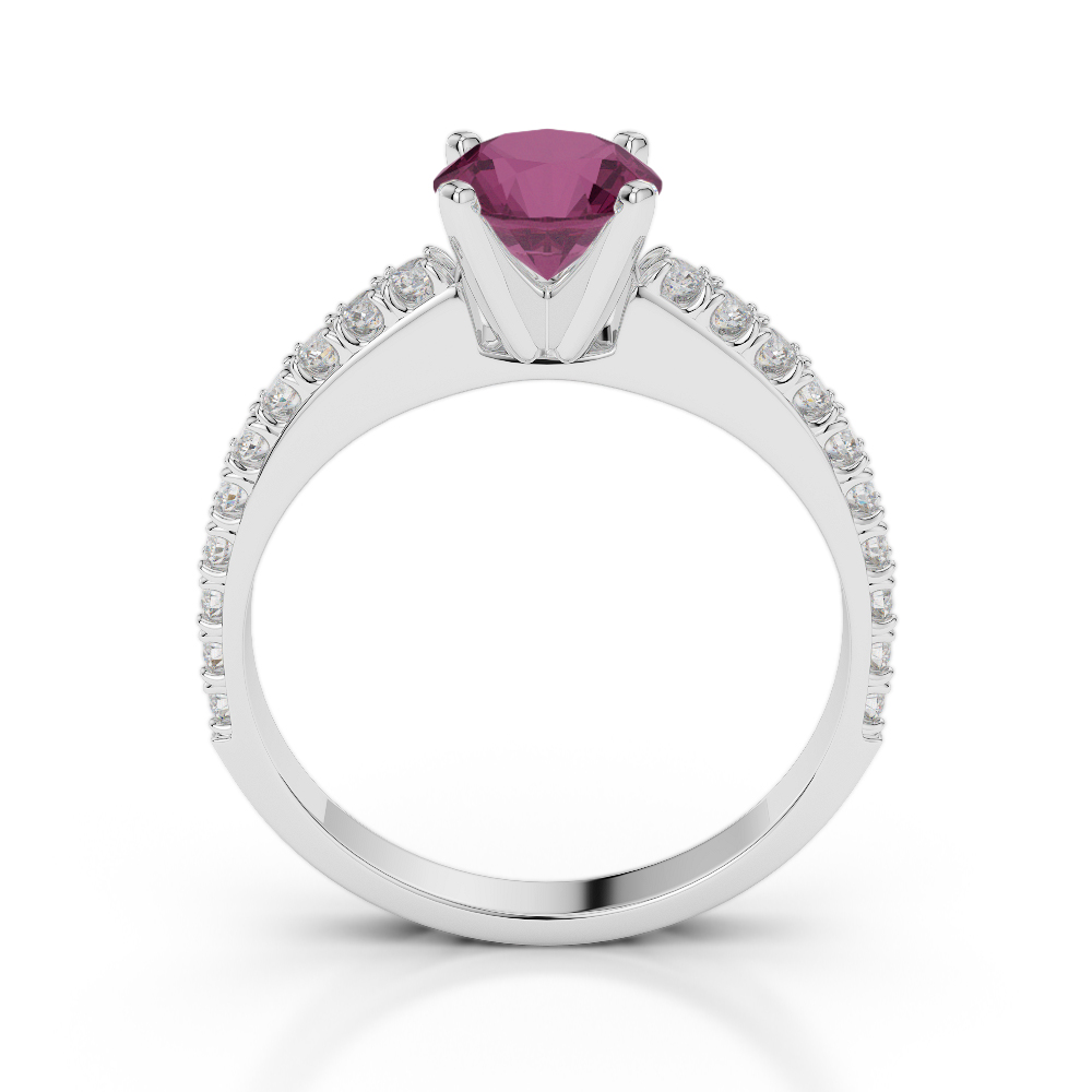 Gold / Platinum Round Cut Ruby and Diamond Engagement Ring AGDR-2058