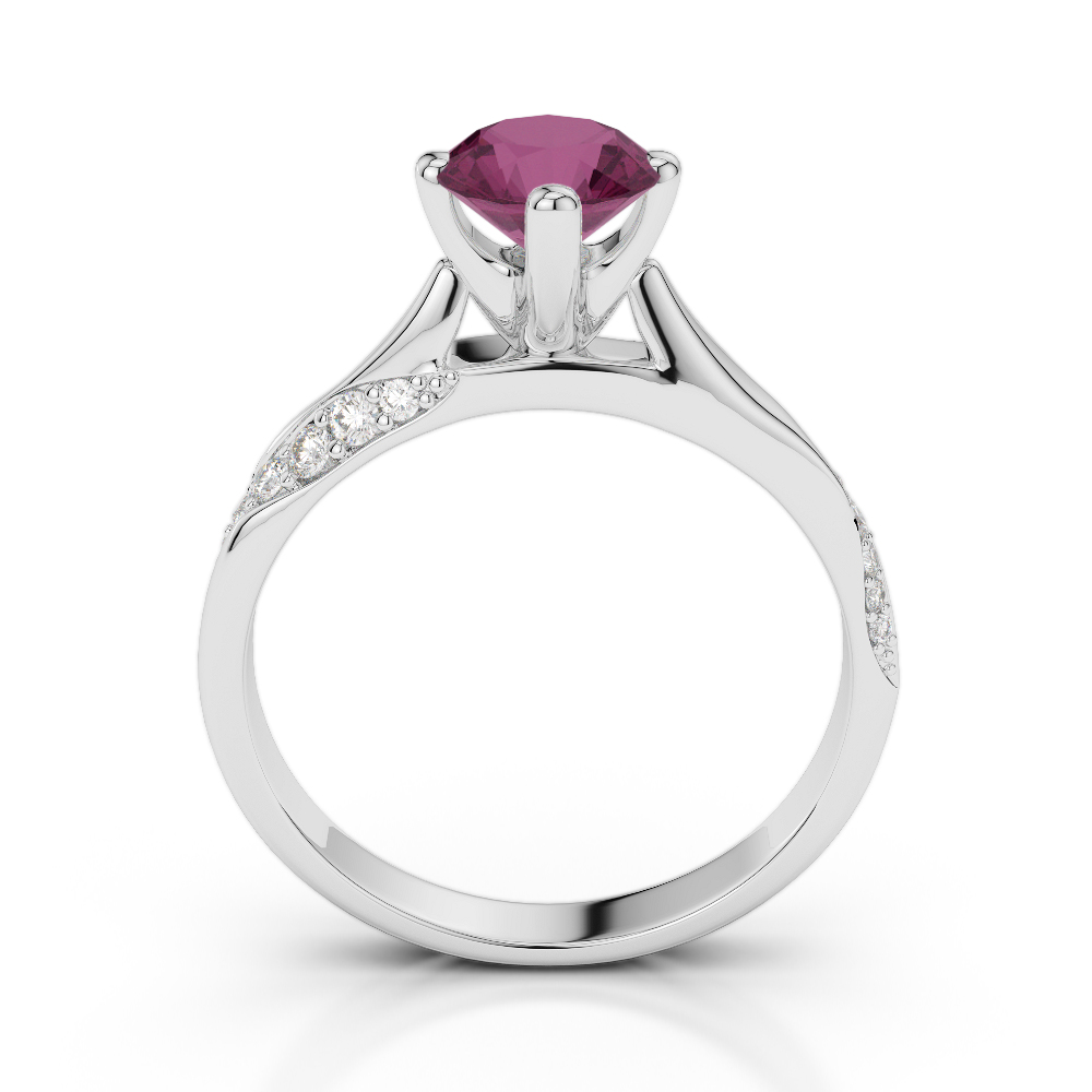 Gold / Platinum Round Cut Ruby and Diamond Engagement Ring AGDR-2060