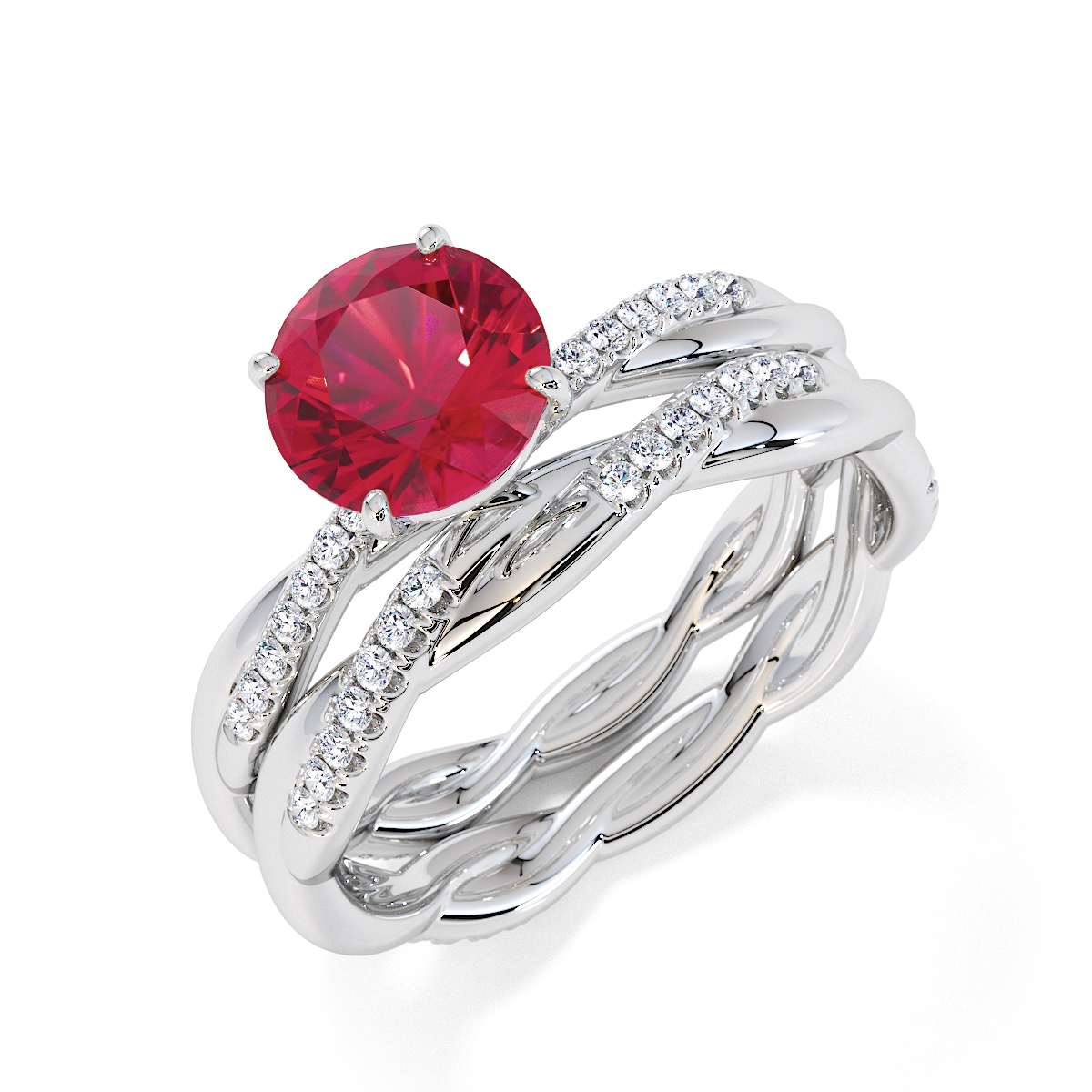 Gold / Platinum Ruby and Diamond Engagement Ring RZ3385