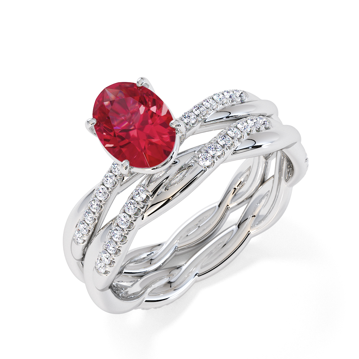 Gold / Platinum Ruby and Diamond Engagement Ring RZ3386