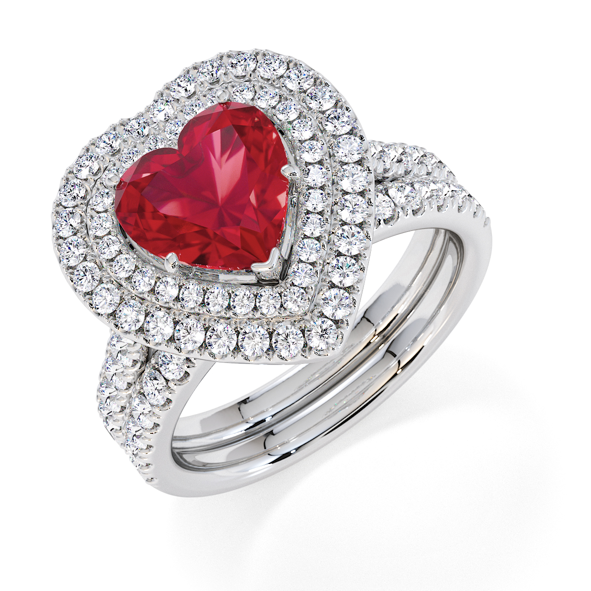 Gold / Platinum Ruby and Diamond Engagement Ring RZ3408