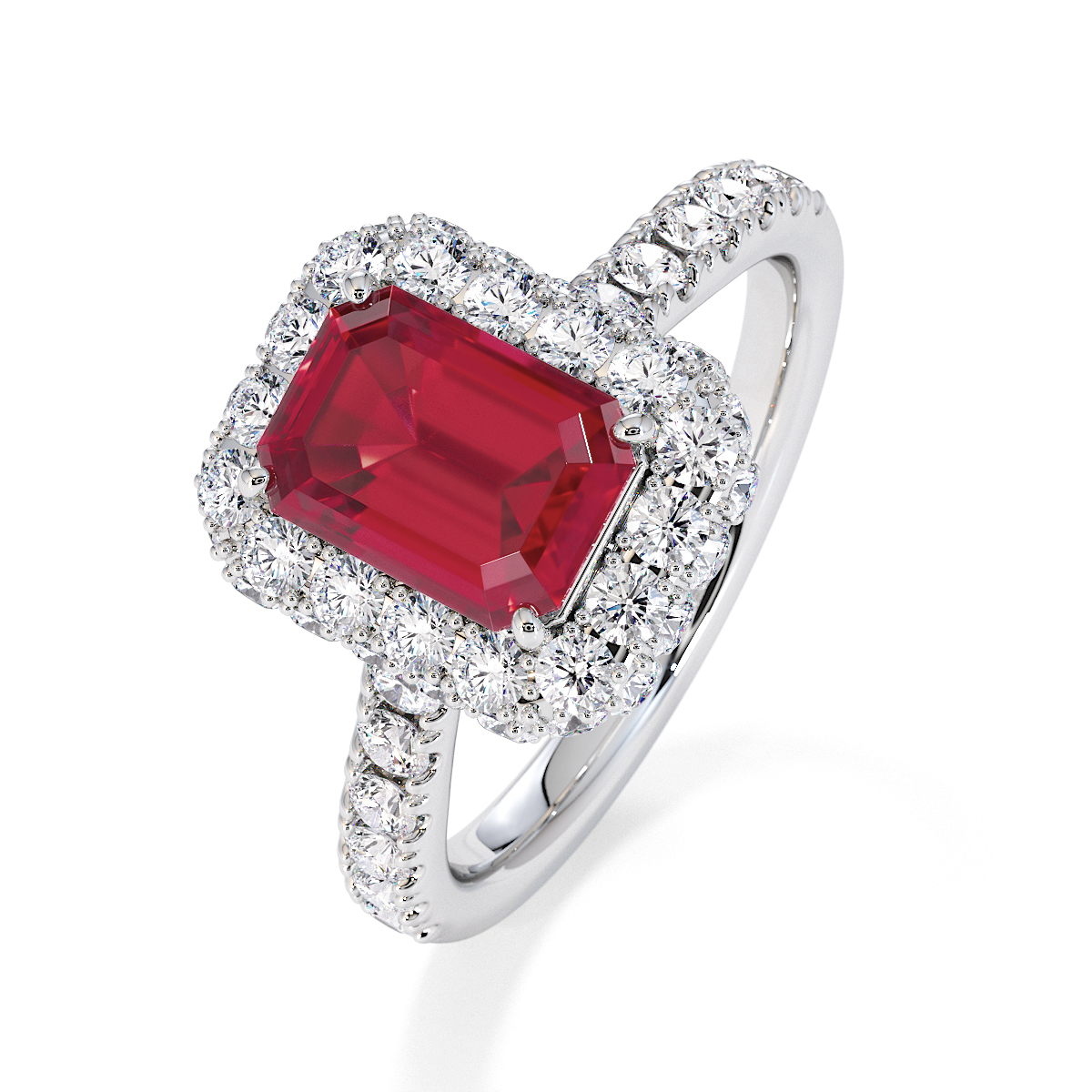 Gold / Platinum Ruby and Diamond Engagement Ring RZ3410