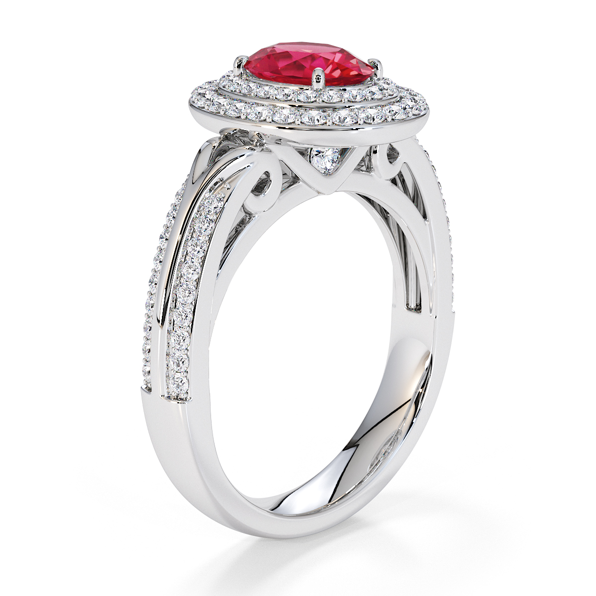 Gold / Platinum Ruby and Diamond Engagement Ring RZ3428