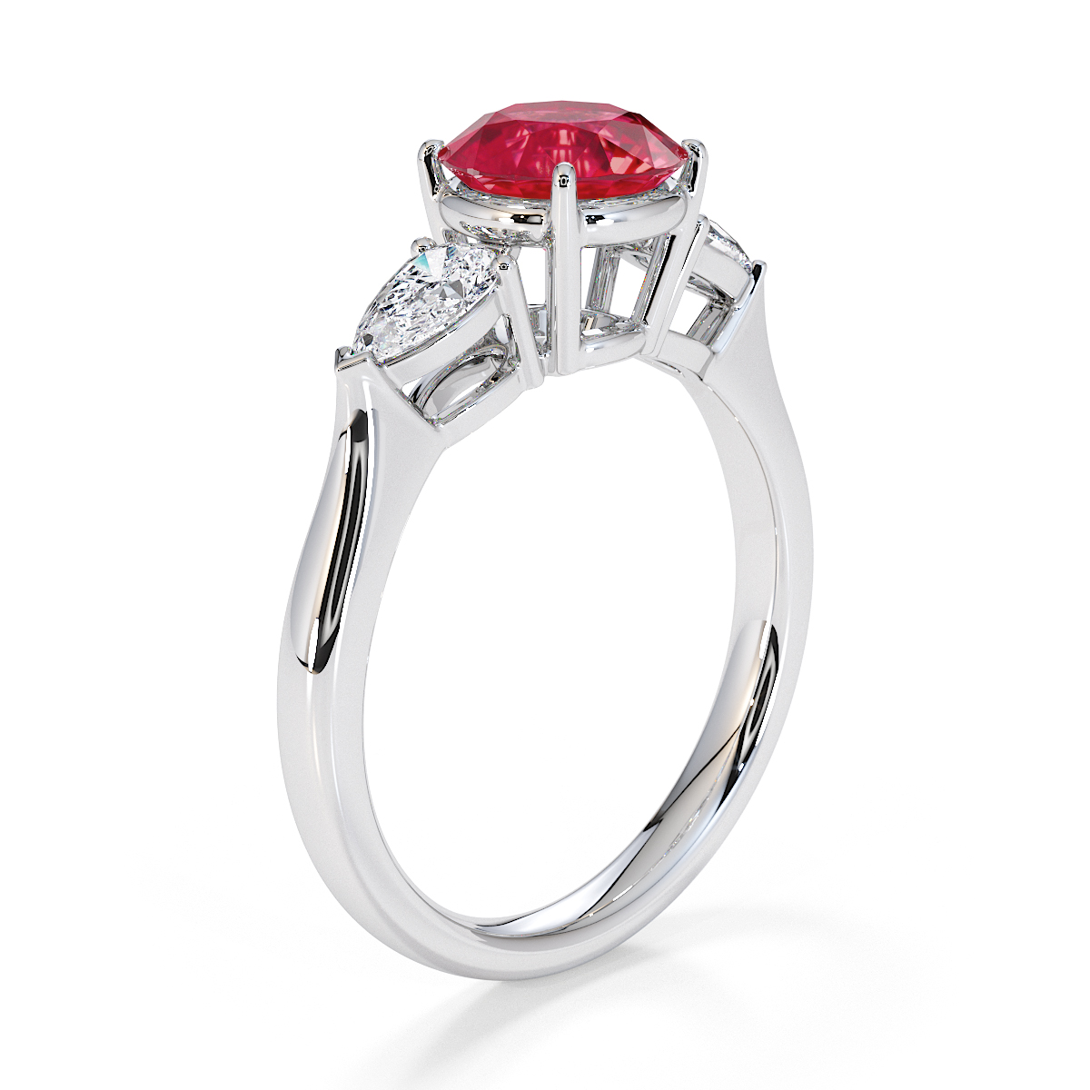 Gold / Platinum Ruby and Diamond Engagement Ring RZ3432