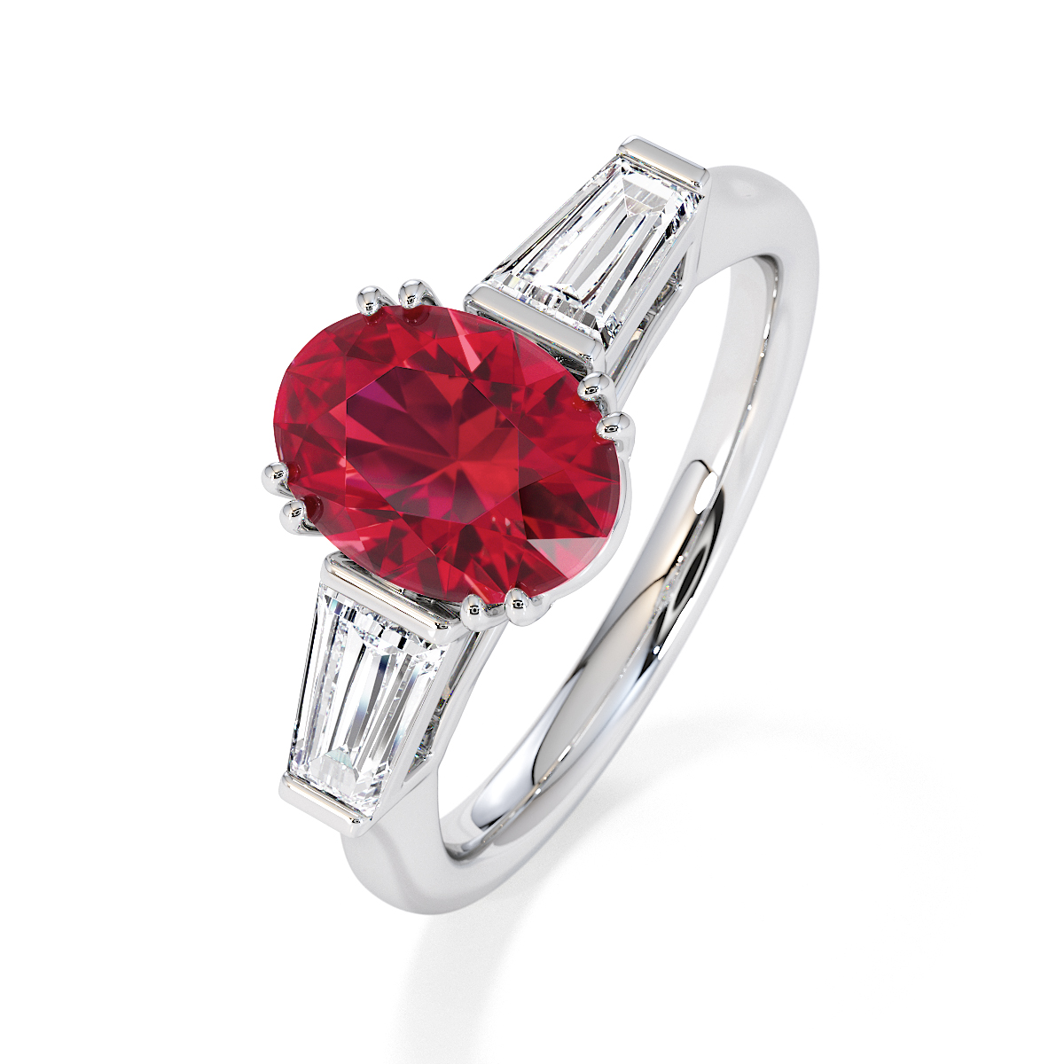 Gold / Platinum Ruby and Diamond Engagement Ring RZ3437