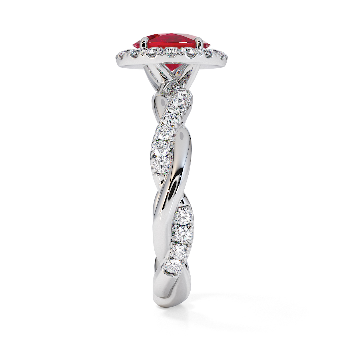 Gold / Platinum Ruby and Diamond Engagement Ring RZ3456