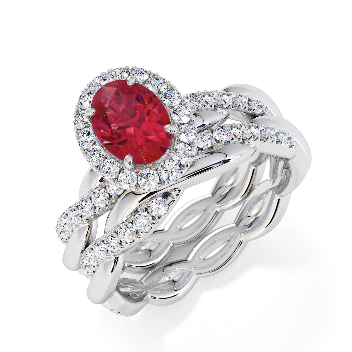 Gold / Platinum Ruby and Diamond Engagement Ring RZ3456