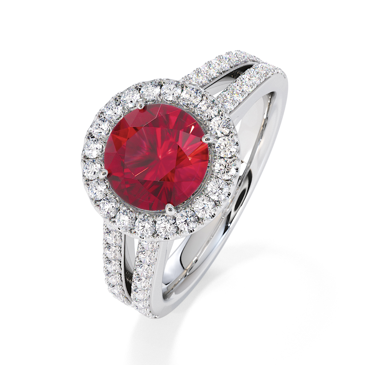 Gold / Platinum Ruby and Diamond Engagement Ring RZ3460