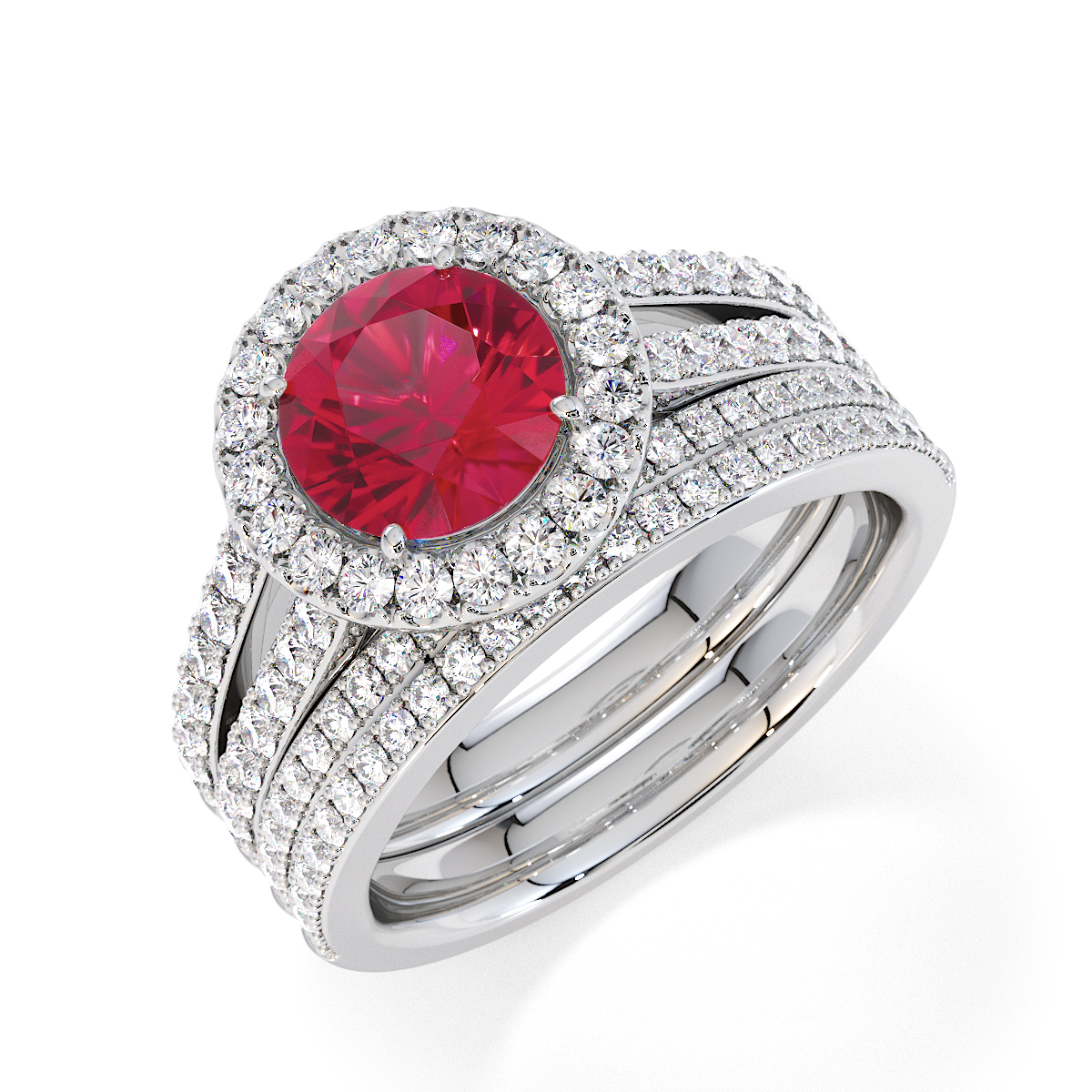 Gold / Platinum Ruby and Diamond Engagement Ring RZ3460