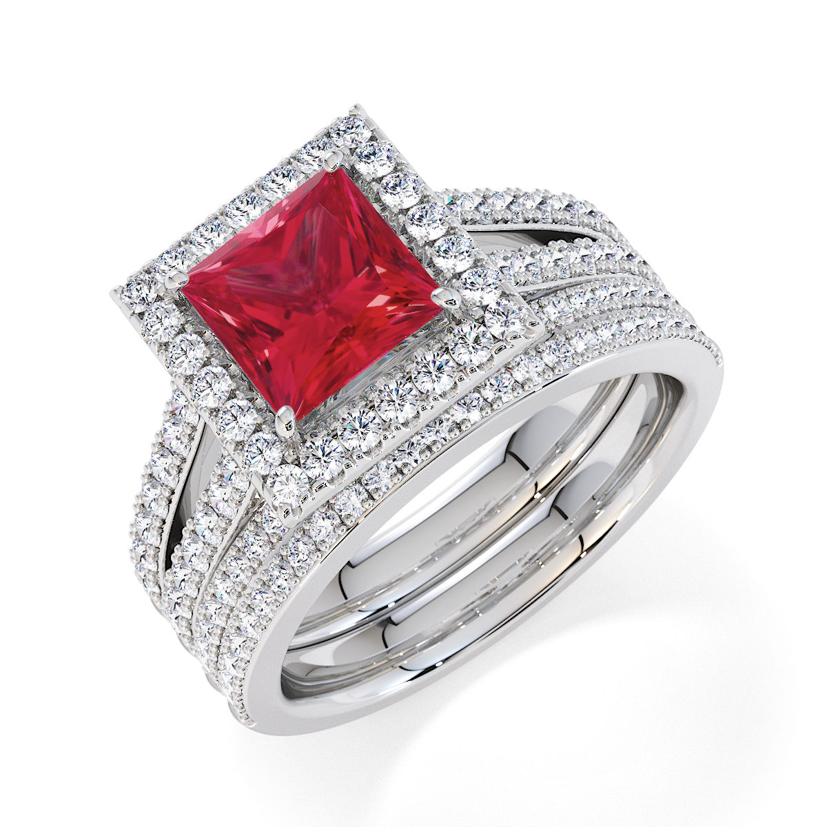 Gold / Platinum Ruby and Diamond Engagement Ring RZ3462