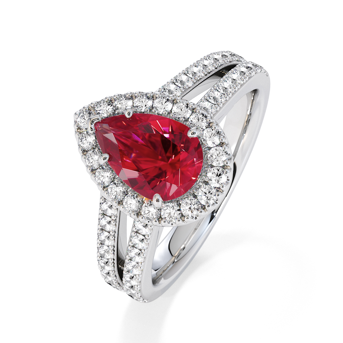 Gold / Platinum Ruby and Diamond Engagement Ring RZ3465