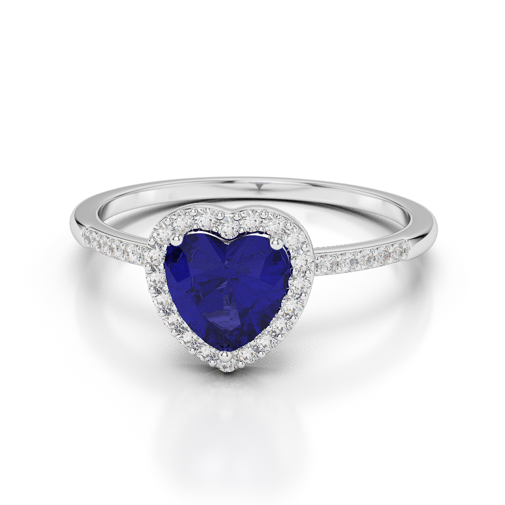 Gold / Platinum Heart Shape Sapphire and Diamond Ring AGDR-1065