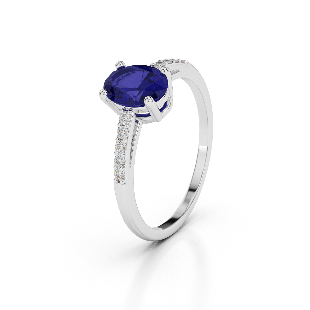 Gold / Platinum Oval Shape Sapphire and Diamond Ring AGDR-1070