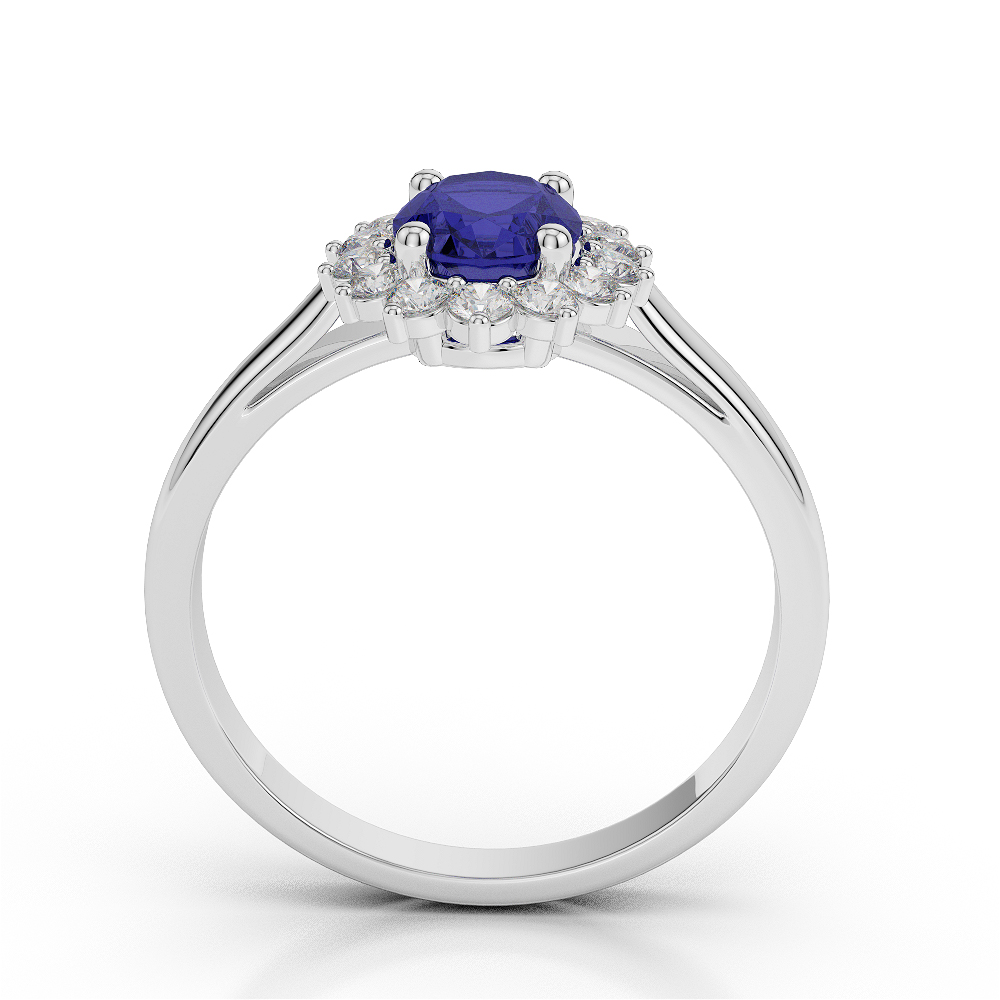 Gold / Platinum Oval Shape Sapphire and Diamond Ring AGDR-1071