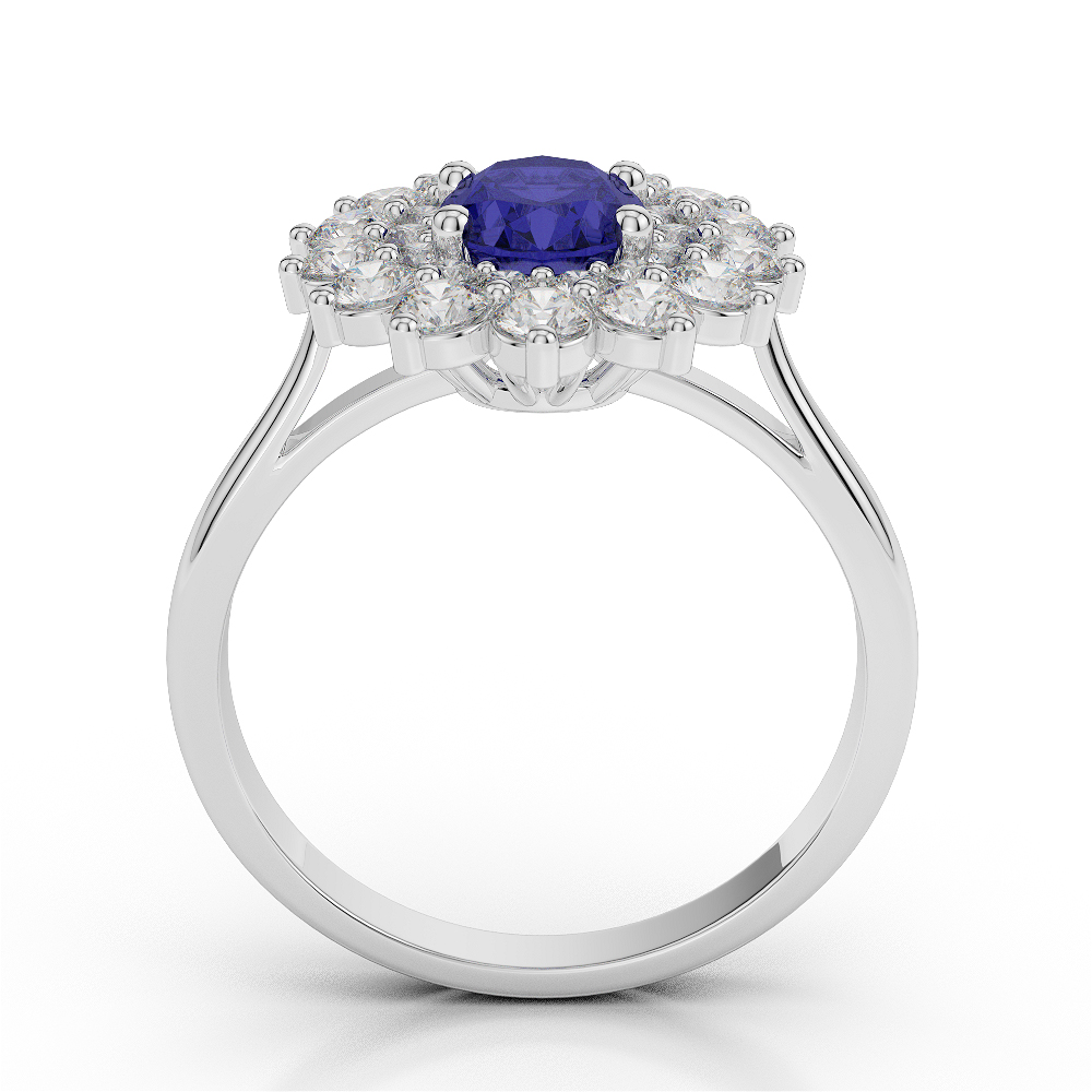 Gold / Platinum Oval Shape Sapphire and Diamond Ring AGDR-1073