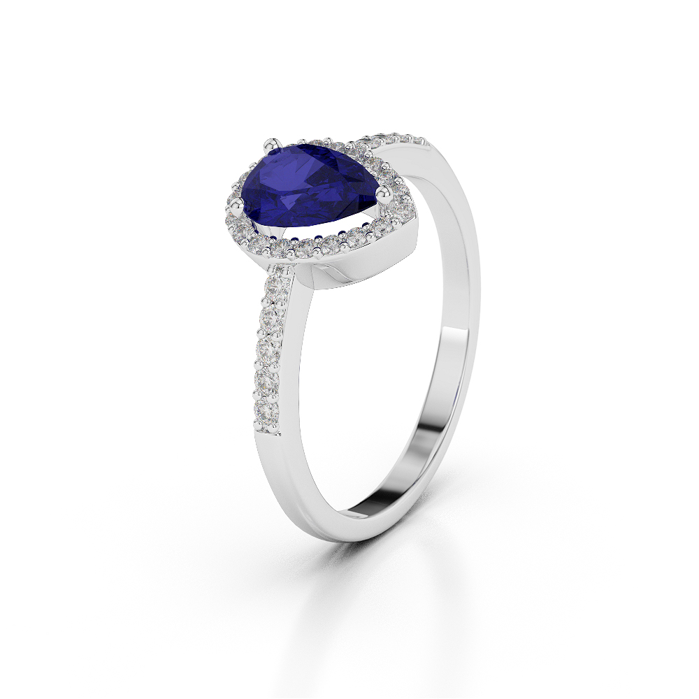 Gold / Platinum Pear Shape Sapphire and Diamond Ring AGDR-1074