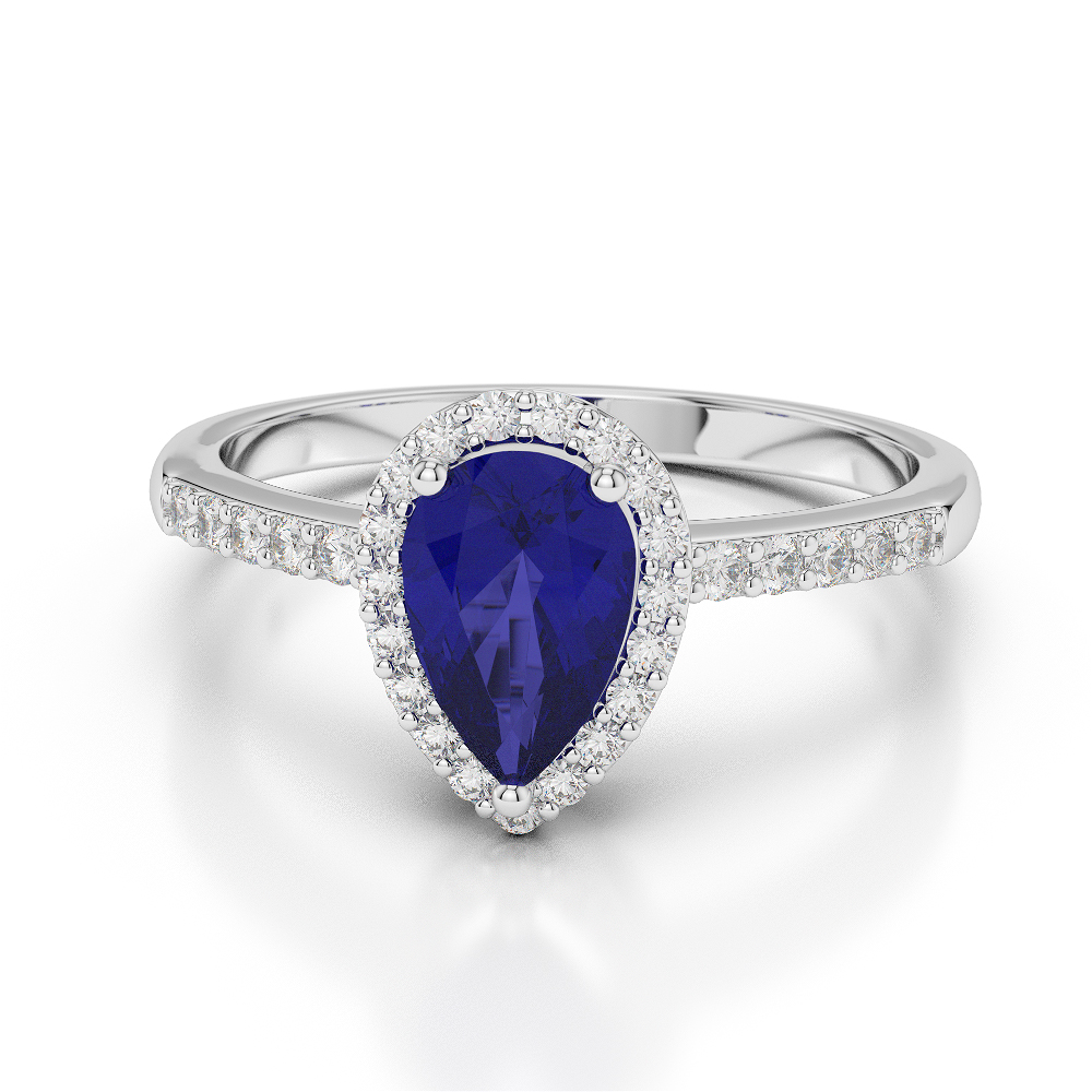 Gold / Platinum Pear Shape Sapphire and Diamond Ring AGDR-1074