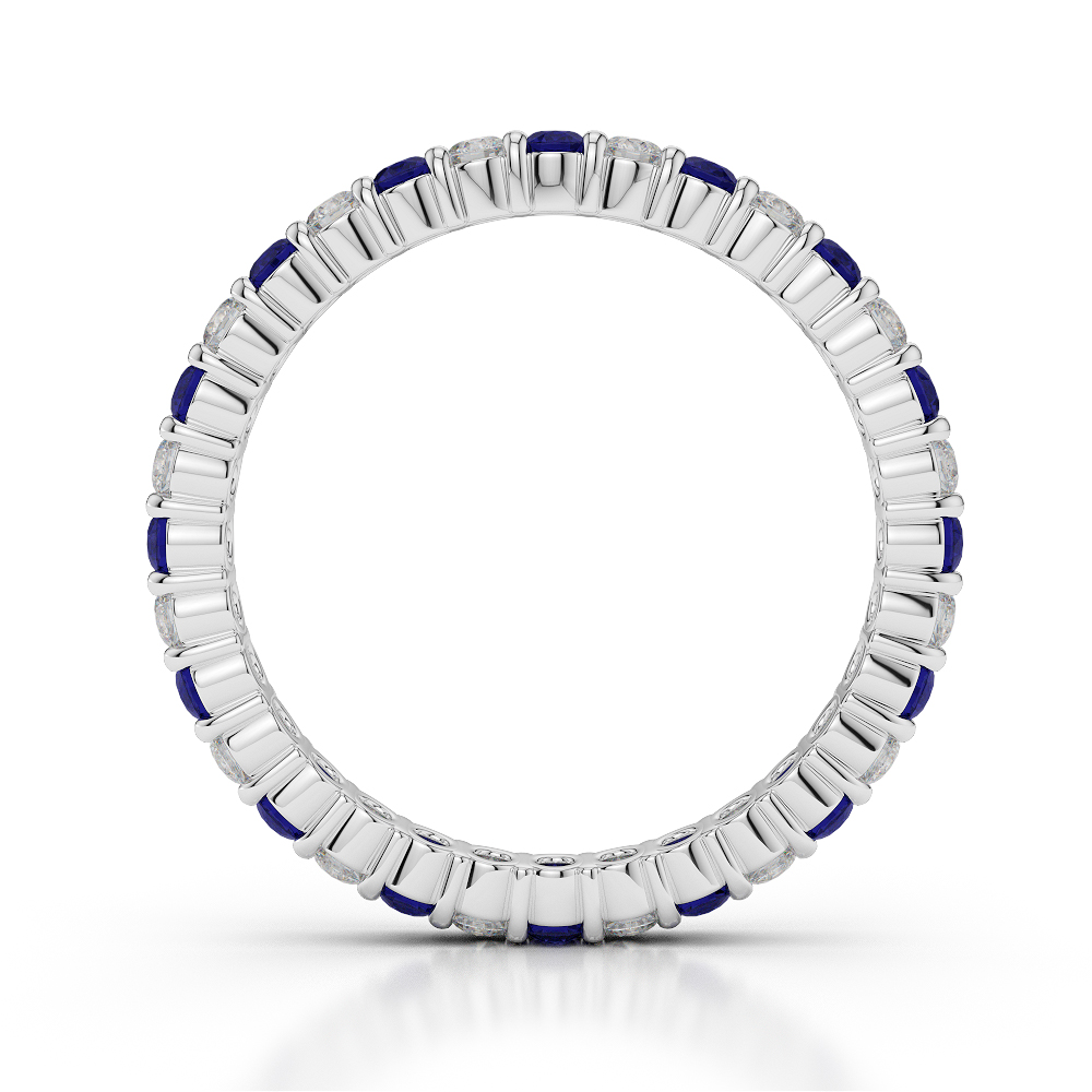 2 MM Gold / Platinum Round Cut Blue Sapphire and Diamond Full Eternity Ring AGDR-1110