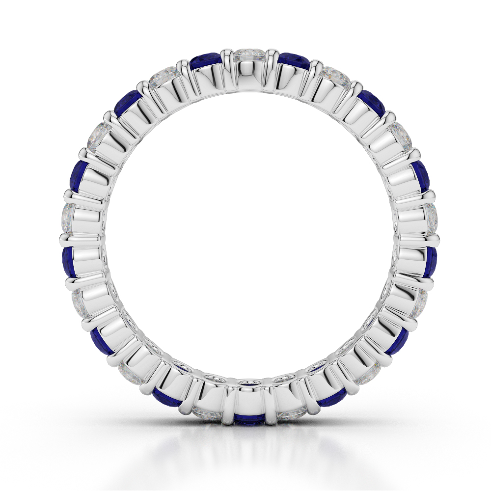 2.5 MM Gold / Platinum Round Cut Blue Sapphire and Diamond Full Eternity Ring AGDR-1111