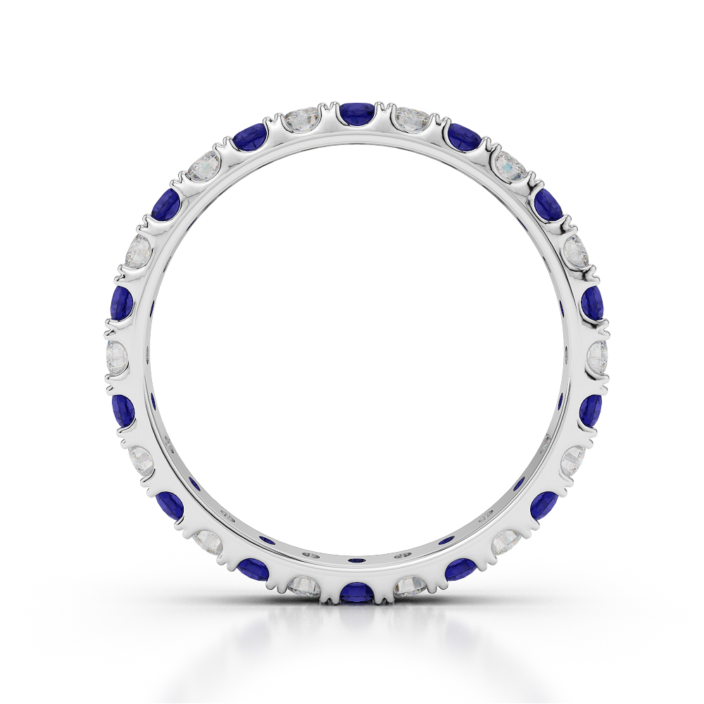 2 MM Gold / Platinum Round Cut Blue Sapphire and Diamond Full Eternity Ring AGDR-1120
