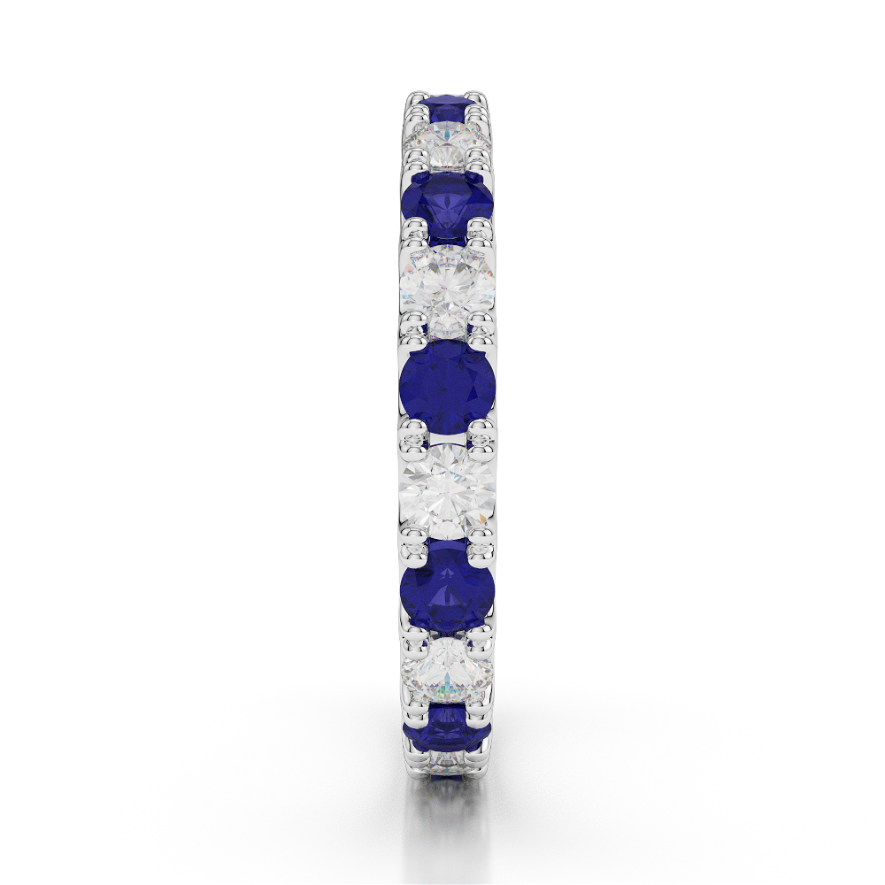 2.5 MM Gold / Platinum Round Cut Blue Sapphire and Diamond Full Eternity Ring AGDR-1121
