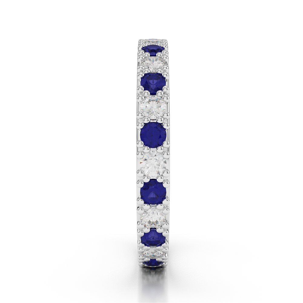 2.5 MM Gold / Platinum Round Cut Blue Sapphire and Diamond Full Eternity Ring AGDR-1127