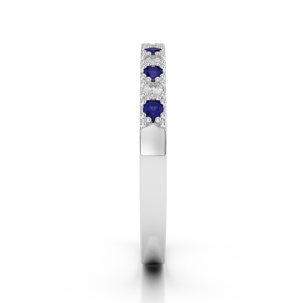 2.5 MM Gold / Platinum Round Cut Blue Sapphire and Diamond Half Eternity Ring AGDR-1129