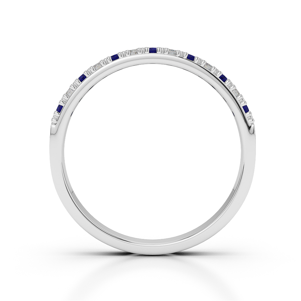 2.5 MM Gold / Platinum Round Cut Blue Sapphire and Diamond Half Eternity Ring AGDR-1129