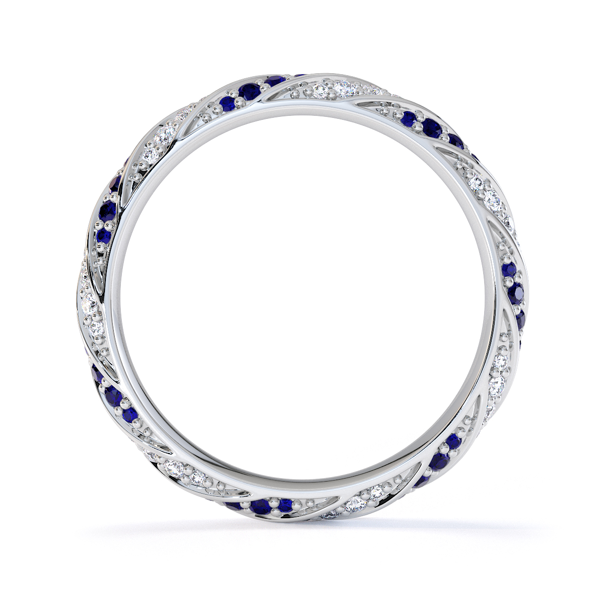 Gold / Platinum Blue Sapphire and Diamond Full Eternity Ring RZ1528