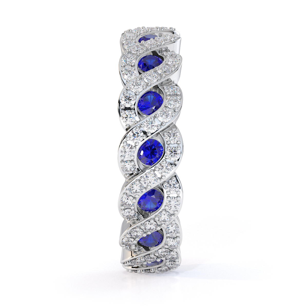 Gold / Platinum Blue Sapphire and Diamond Full Eternity Ring RZ1532