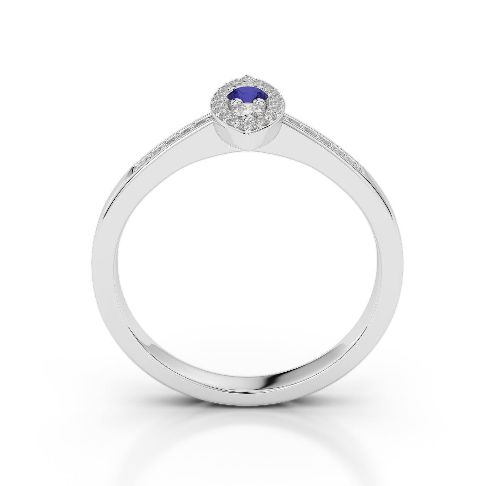 Gold / Platinum Round Cut Sapphire and Diamond Engagement Ring AGDR-1161