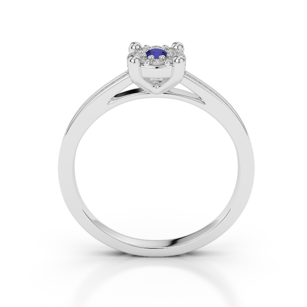 Gold / Platinum Round Cut Sapphire and Diamond Engagement Ring AGDR-1163
