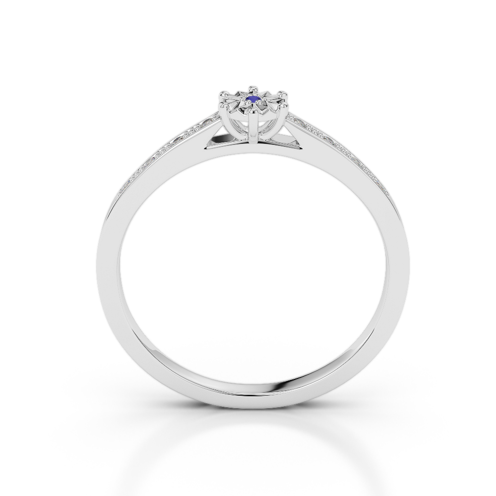 Gold / Platinum Round Cut Sapphire and Diamond Engagement Ring AGDR-1167
